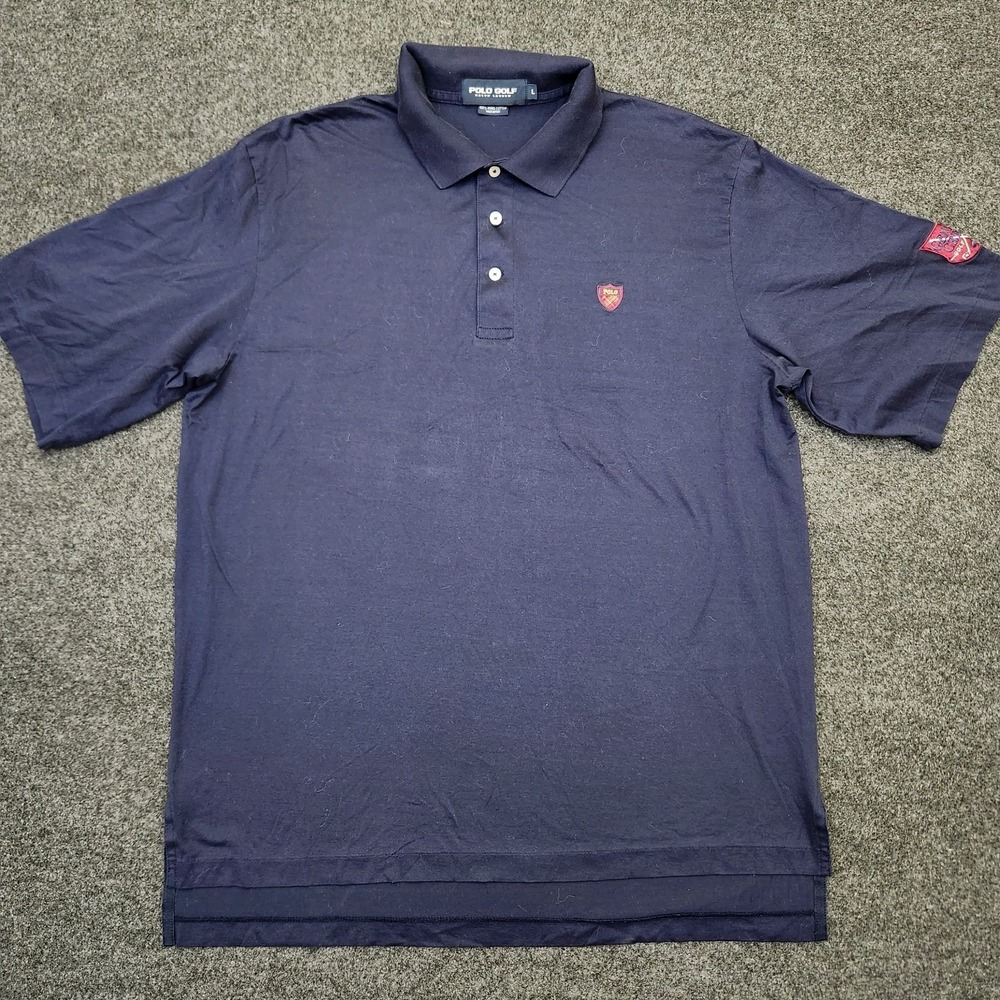 Polo Golf Ralph Lauren Mens Large Navy Blue Polo Shirt Crest Logo Gentle Creek